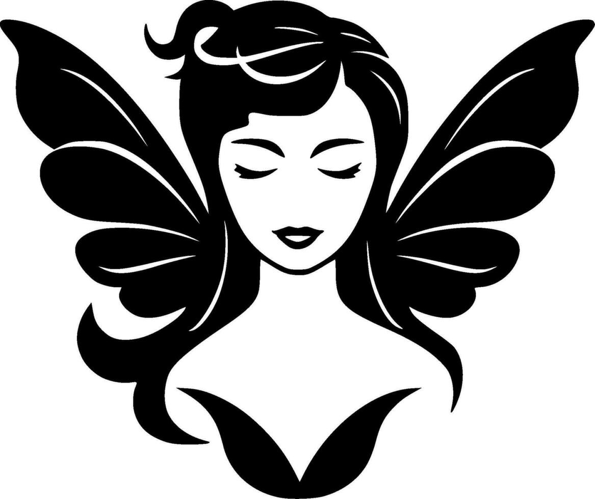 Fairy, Black and White Vector illustration