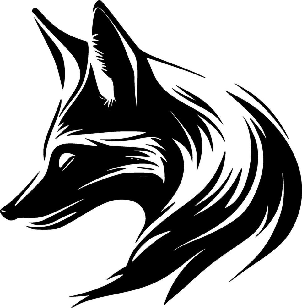 Fox - Black and White Isolated Icon - Vector illustration