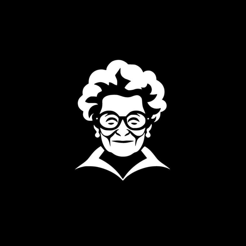 Grandma, Black and White Vector illustration