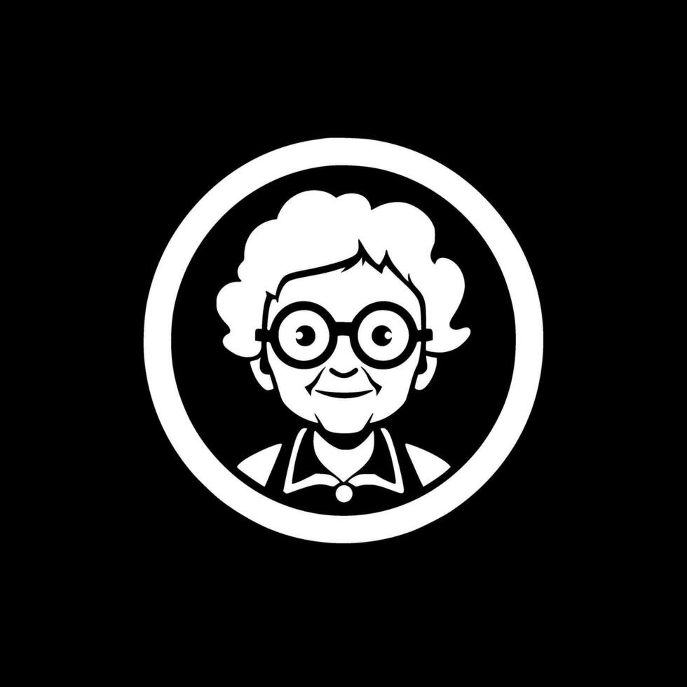 Grandma, Black and White Vector illustration