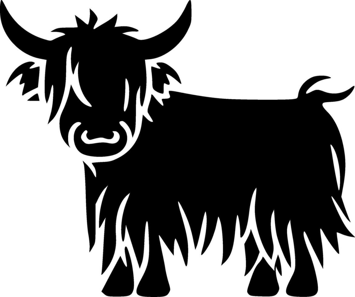 Highland Cow, Black and White Vector illustration