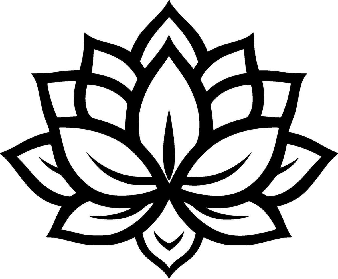 Lotus Flower, Black and White Vector illustration