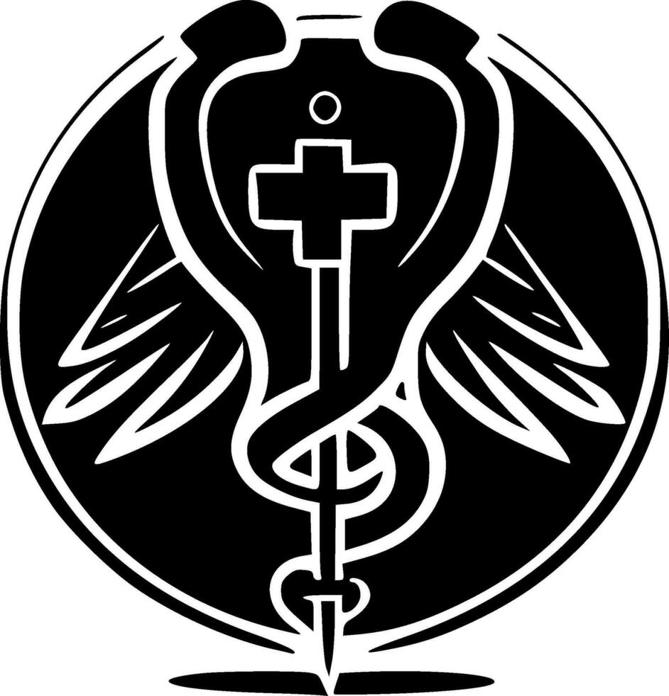 médico, negro y blanco vector ilustración