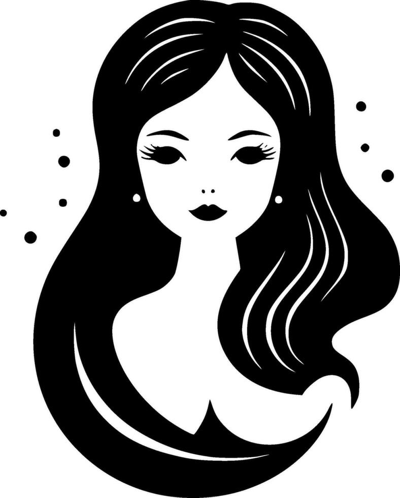 Mermaid - Black and White Isolated Icon - Vector illustration