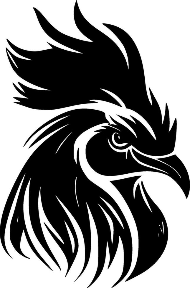 Rooster, Black and White Vector illustration