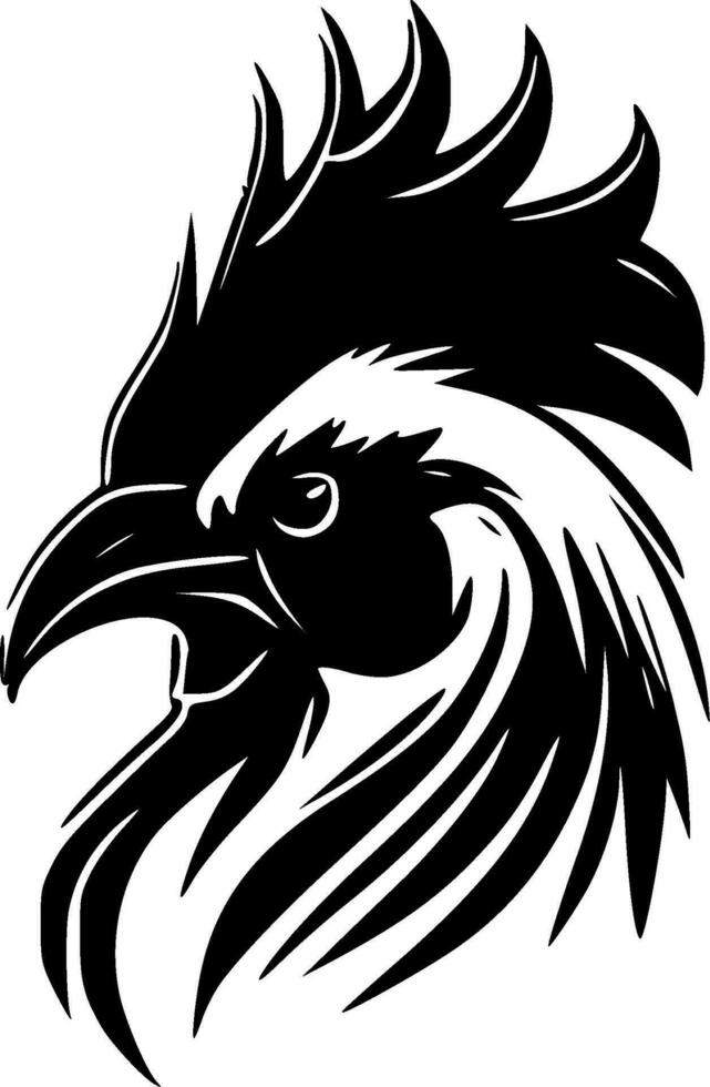 gallo - negro y blanco aislado icono - vector ilustración
