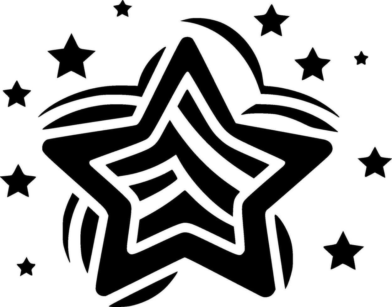 estrellas - negro y blanco aislado icono - vector ilustración