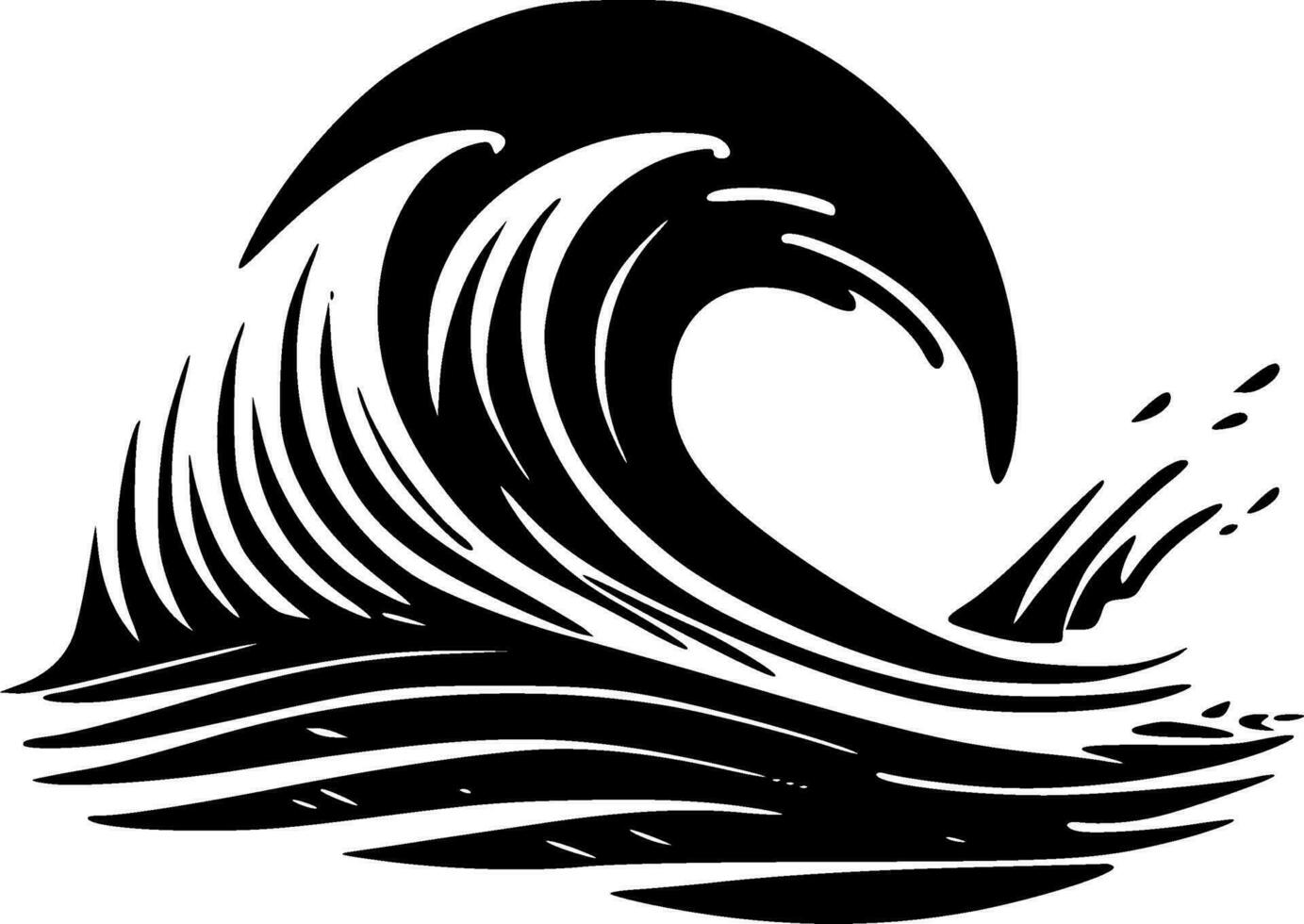 Waves, Minimalist and Simple Silhouette - Vector illustration