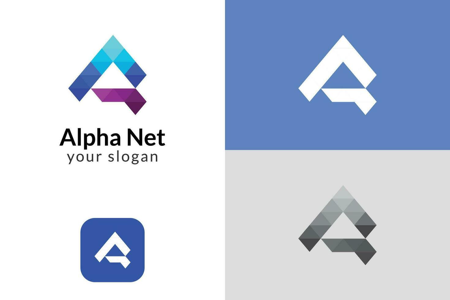 alpha net logo design vector