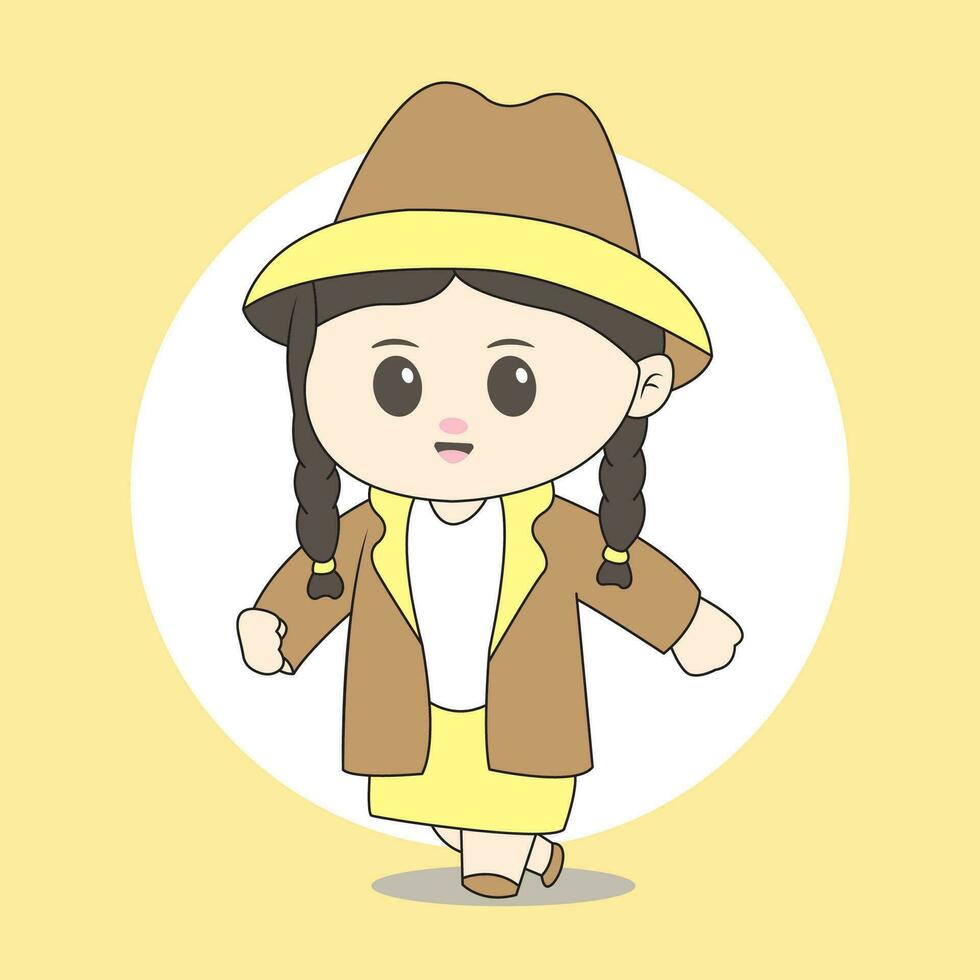 career female chibi character vector