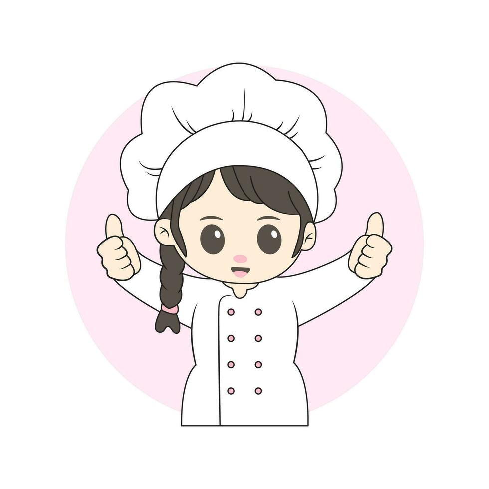 female chef chibi character vector