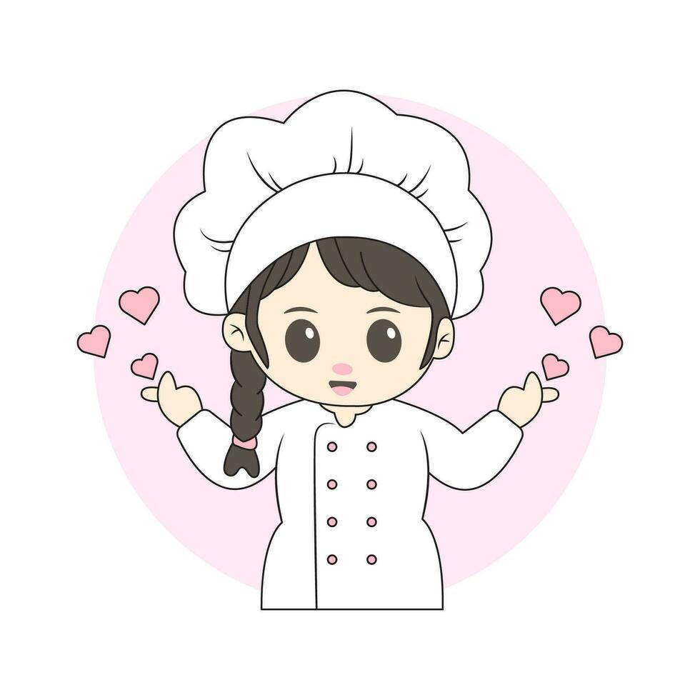 hembra cocinero chibi personaje vector