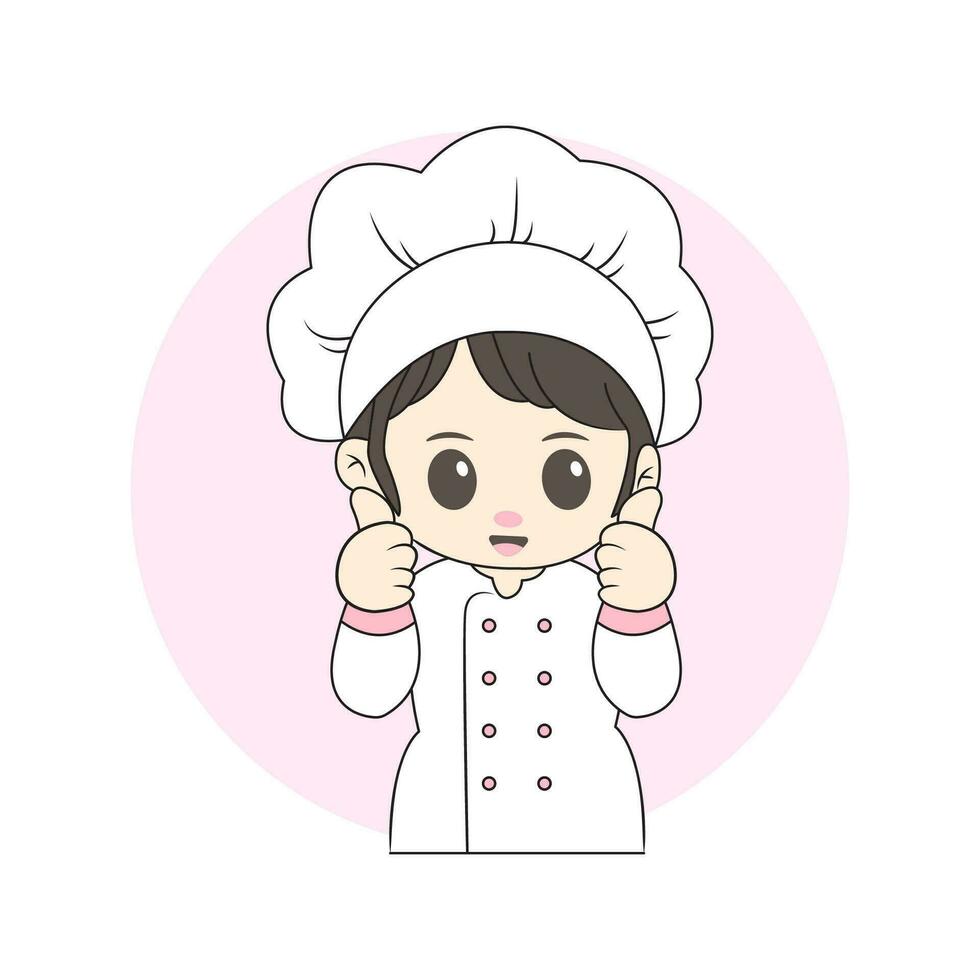 hembra cocinero chibi personaje vector