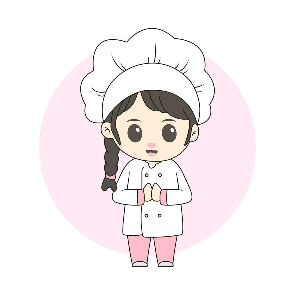 hembra cocinero chibi personaje vector