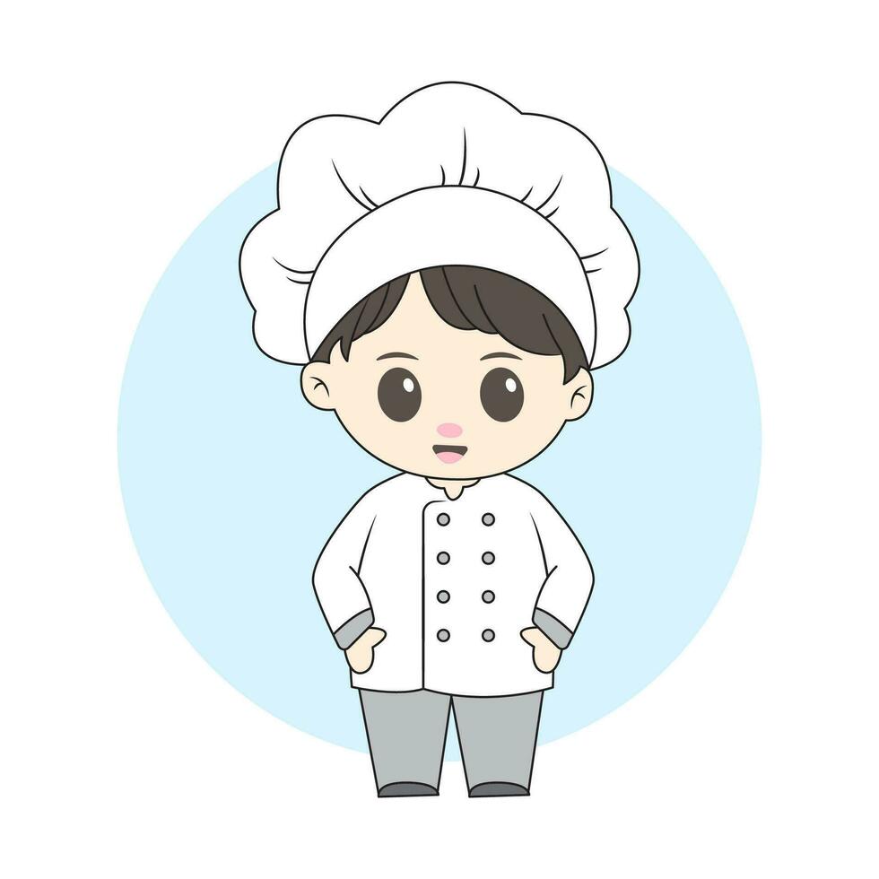 masculino cocinero chibi personaje vector