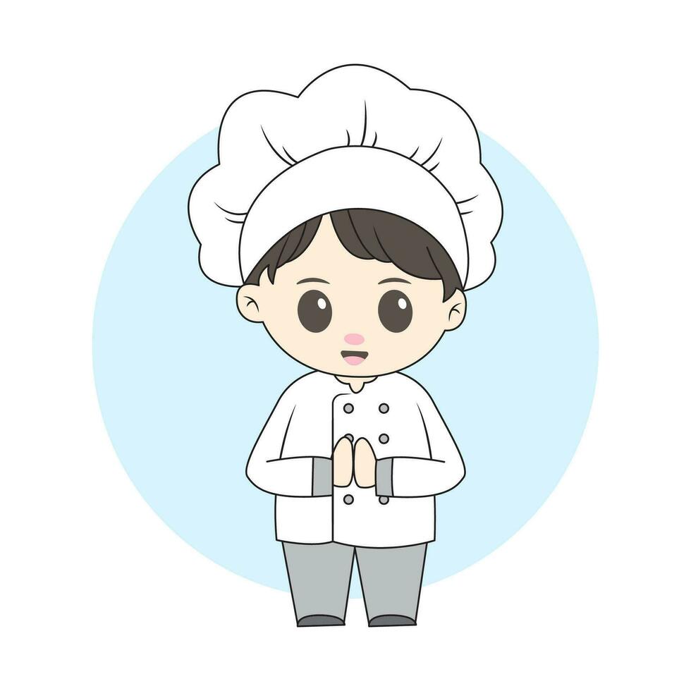 masculino cocinero chibi personaje vector