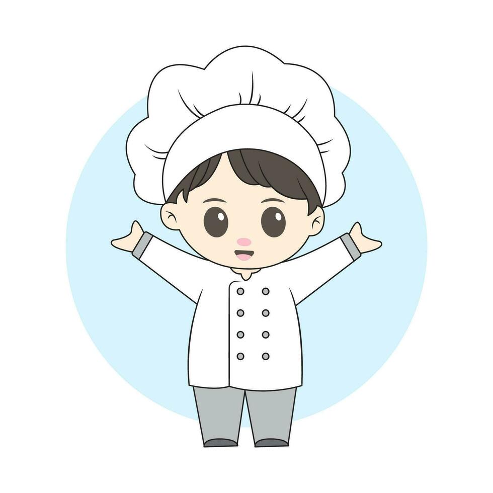 masculino cocinero chibi personaje vector