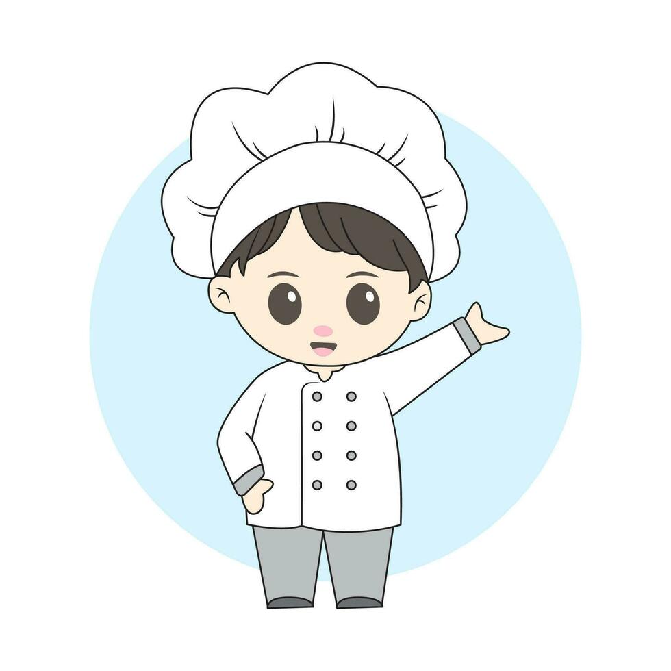 male chef chibi character vector