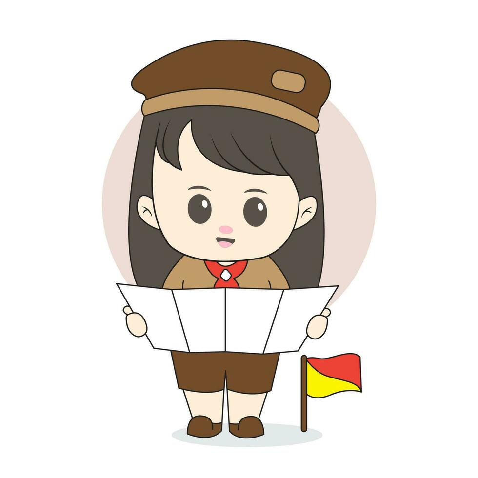 scout school chibi character vector