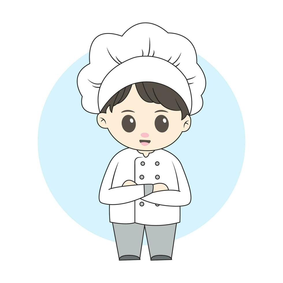 masculino cocinero chibi personaje vector