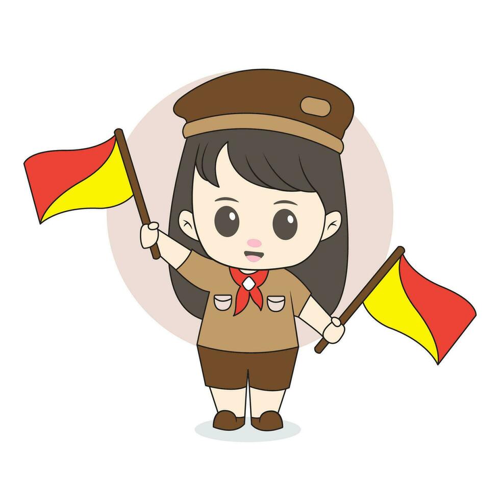scout school chibi character vector