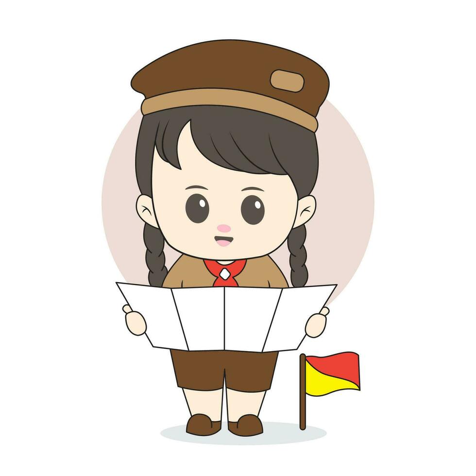 scout school chibi character vector