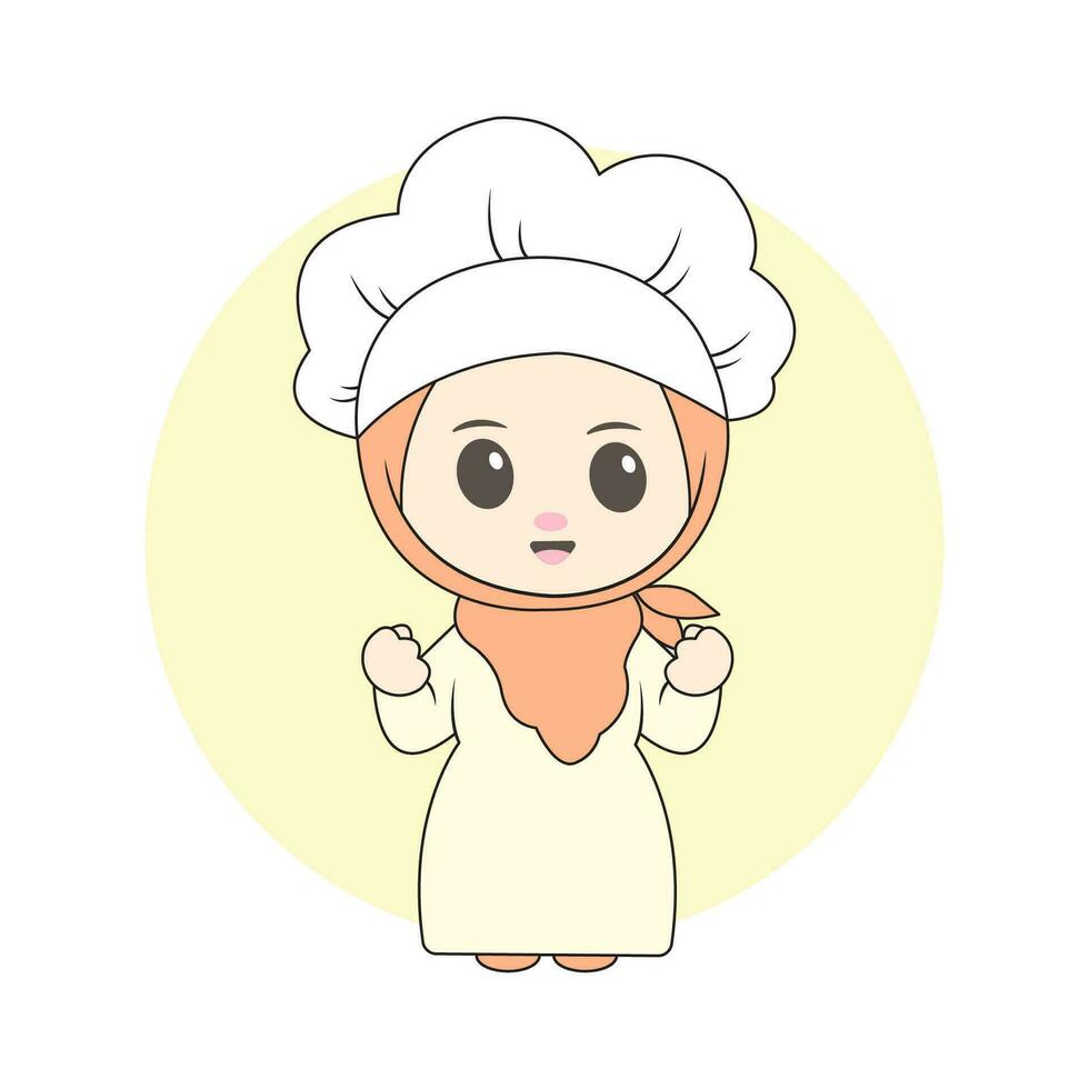 linda niña cocinero vector