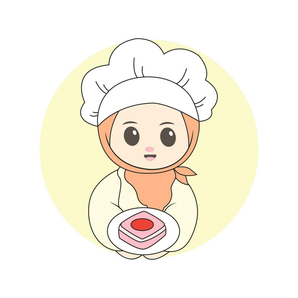 linda niña cocinero vector