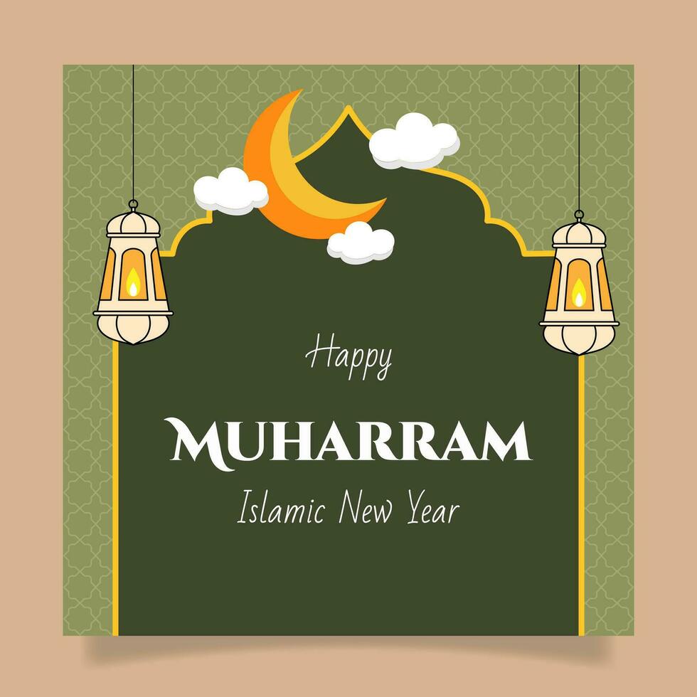 happy muharram background template islamic new year celebration. - Vector. vector