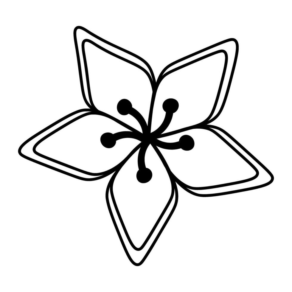 Tropical beautiful flower. Doodle simple clipart. All objects are repainted. vector