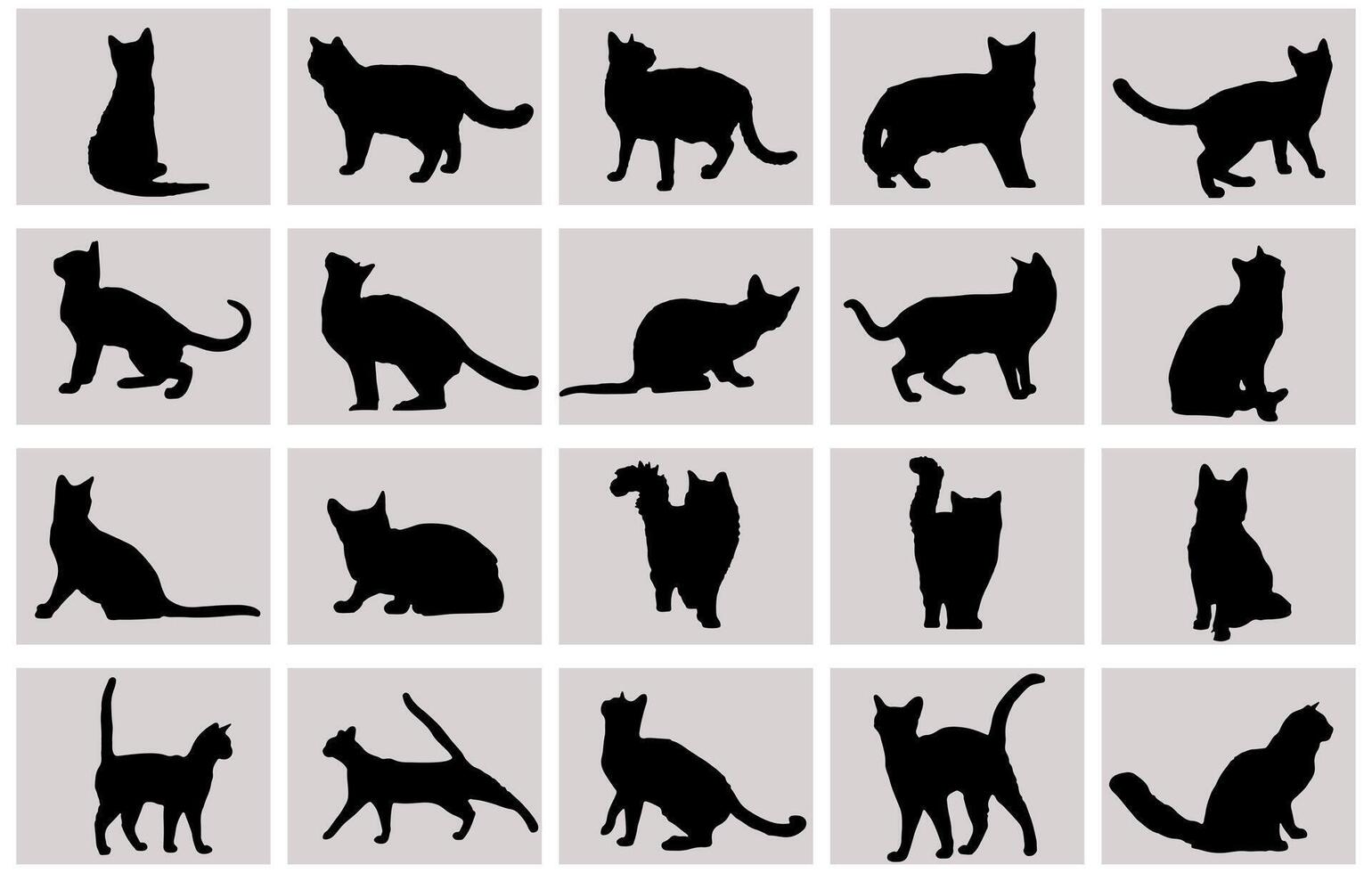 Set of cats Silhouettes on a white background. vector