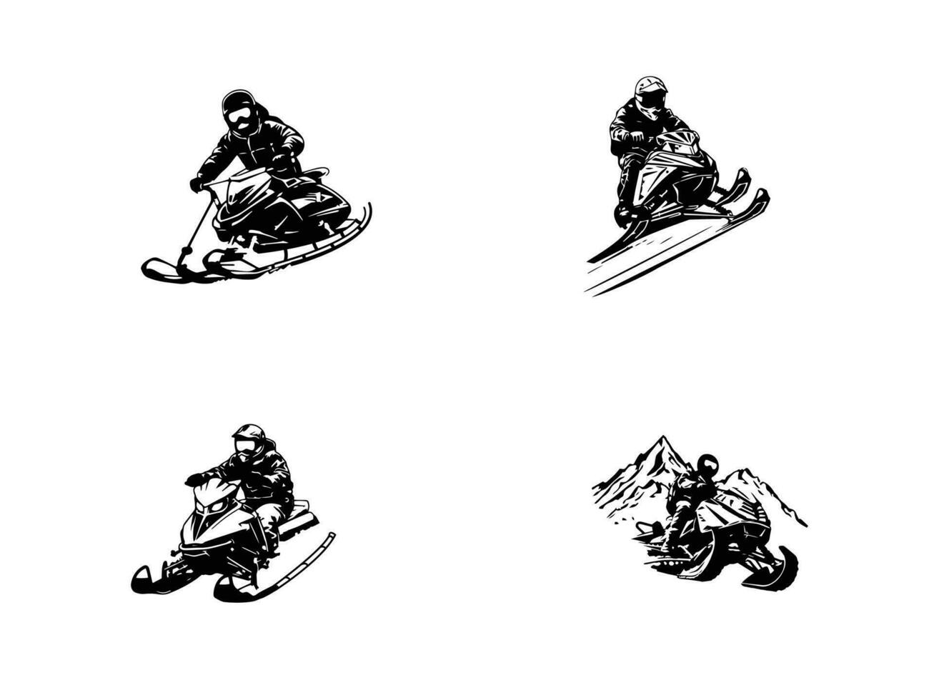 motonieve vector colocar, motos de nieve logos vectores íconos conjunto