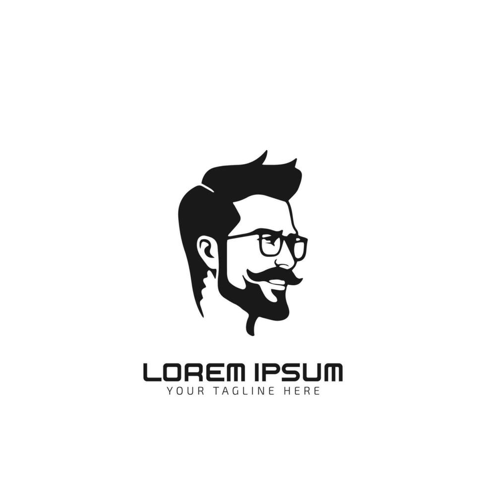 Man logo with glasses and mustache icon silhouette vector isolated on white background.