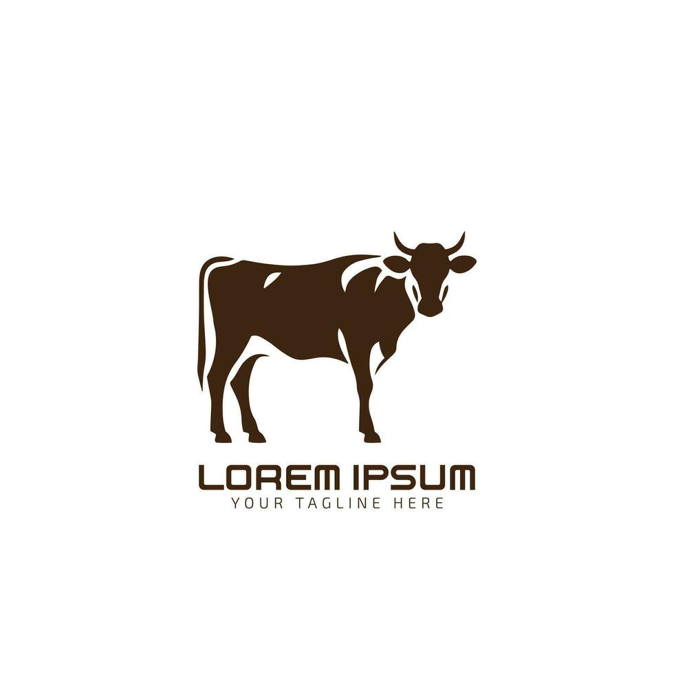 cow silhouette vector icon. black angus vector illustration. cow farm logo design template