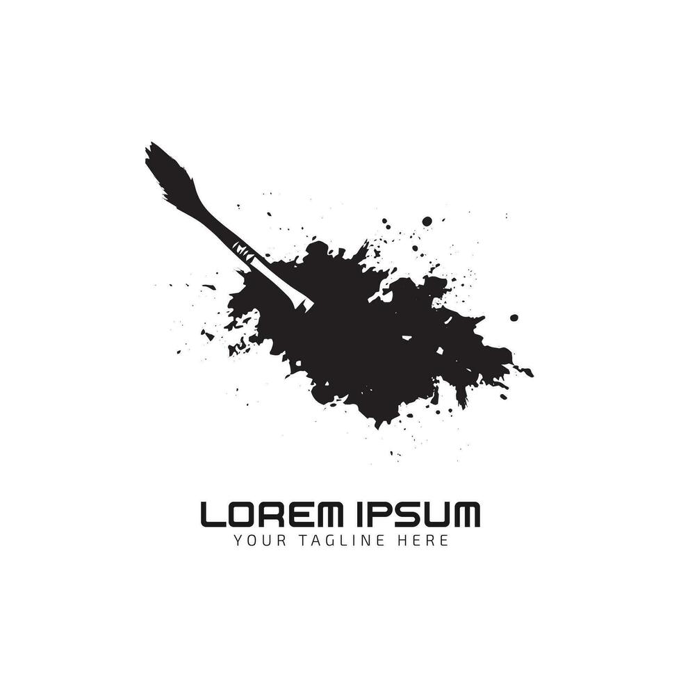painter brush logo with paint ink vector icon