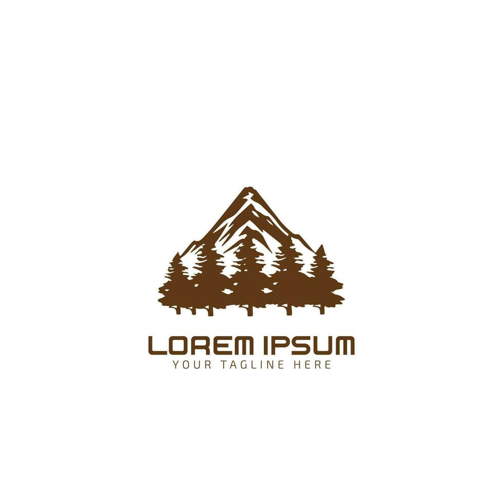 pine tree with mountain logo design vector icon template