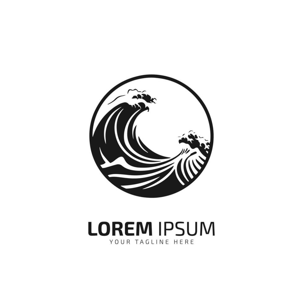 Ocean Sun Waves Logo Design Template vector illustration