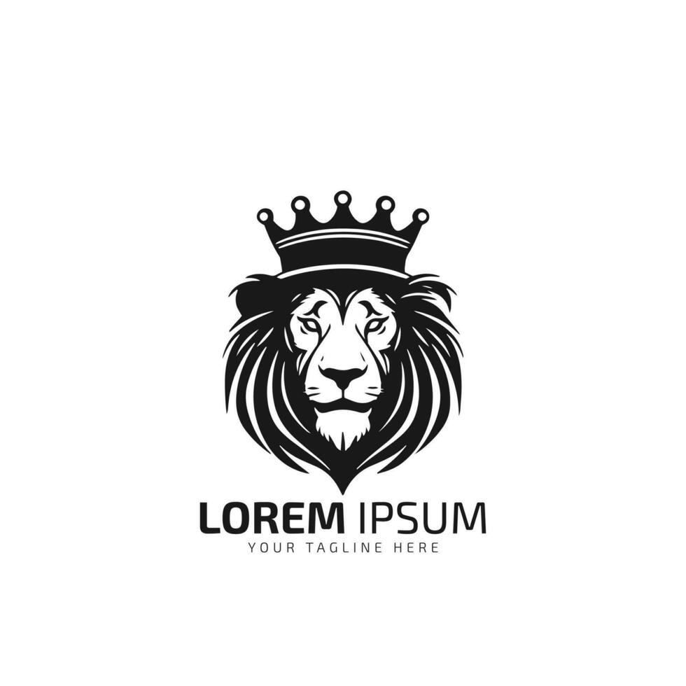 león Rey agresivo logo vector modelo con corona