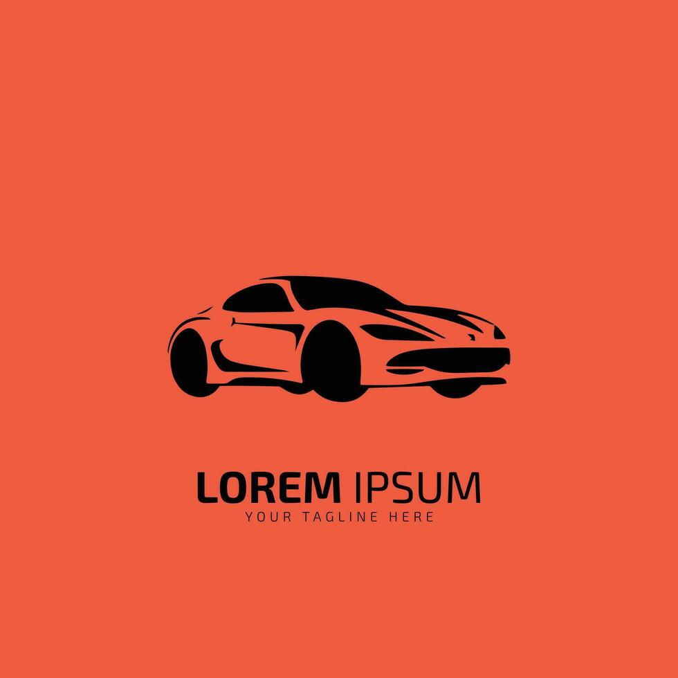 auto estilo coche logo diseño con concepto Deportes vehículo icono silueta en naranja antecedentes. vector ilustración. modelo