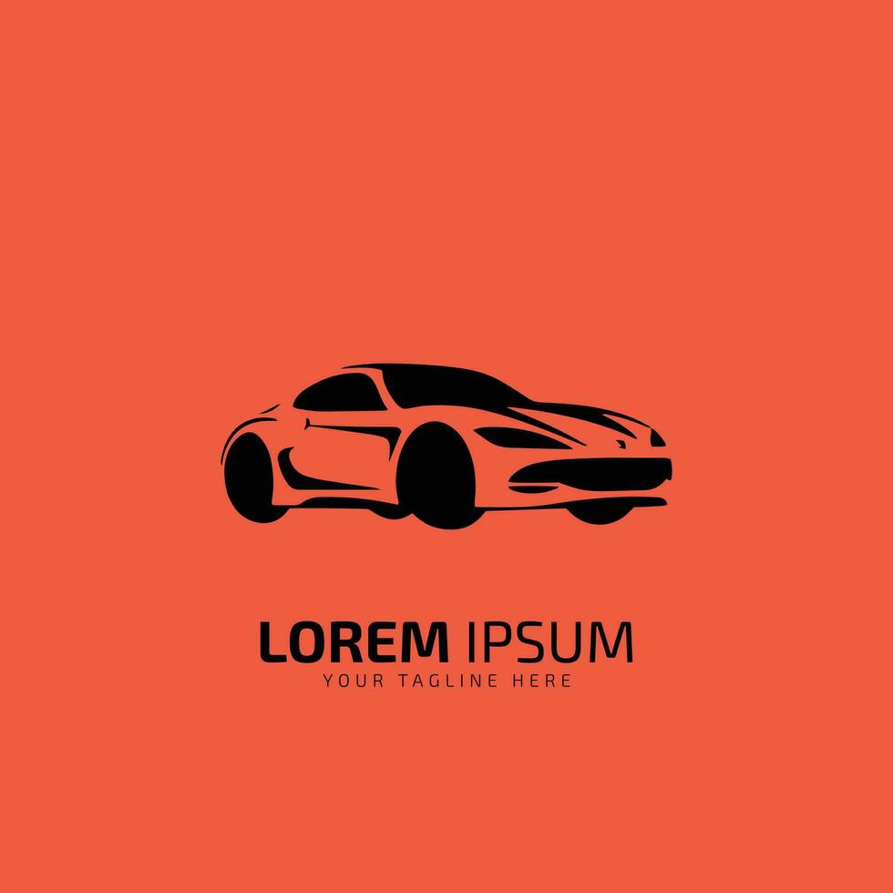 Auto style car logo design with concept sports vehicle icon silhouette on orange background. Vector illustration. template