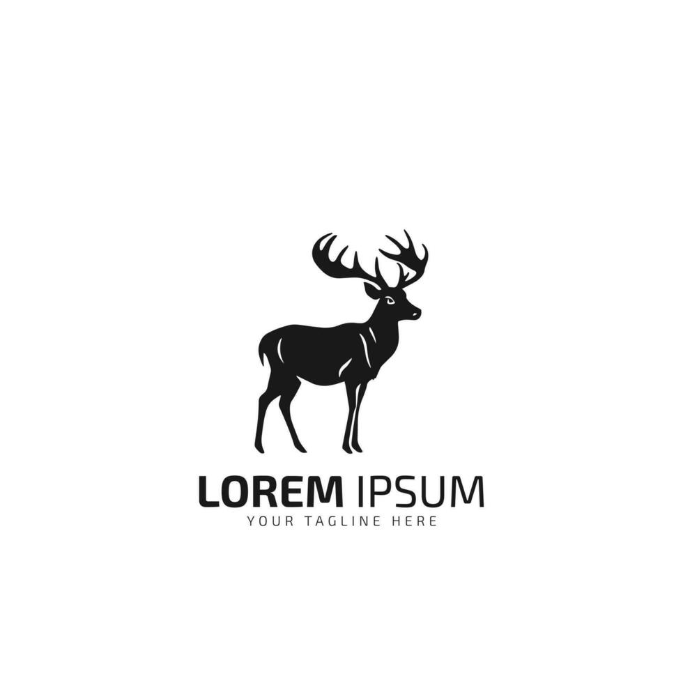 deer standing logo icon vector illustration silhouette template. isolated on white background.