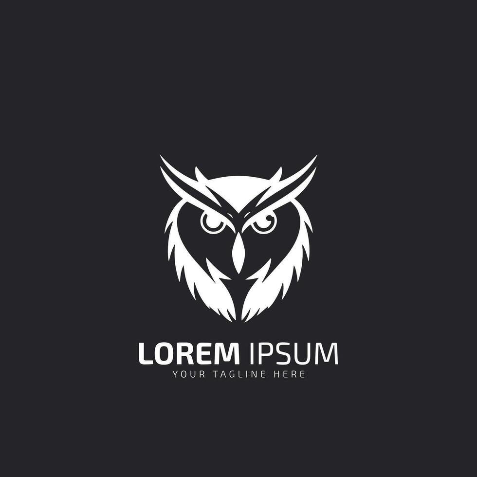 Aggressive Owl logo icon design, night hunter logo, bird logo.isolated on dark background. vector