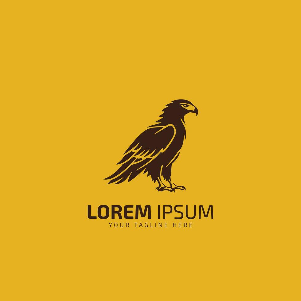 Flying Bird vector logo icon. Luxury bird, eagle, hawk, vector line logotype design. Universal premium falcon wing symbol logotype. isolated on yellow background.