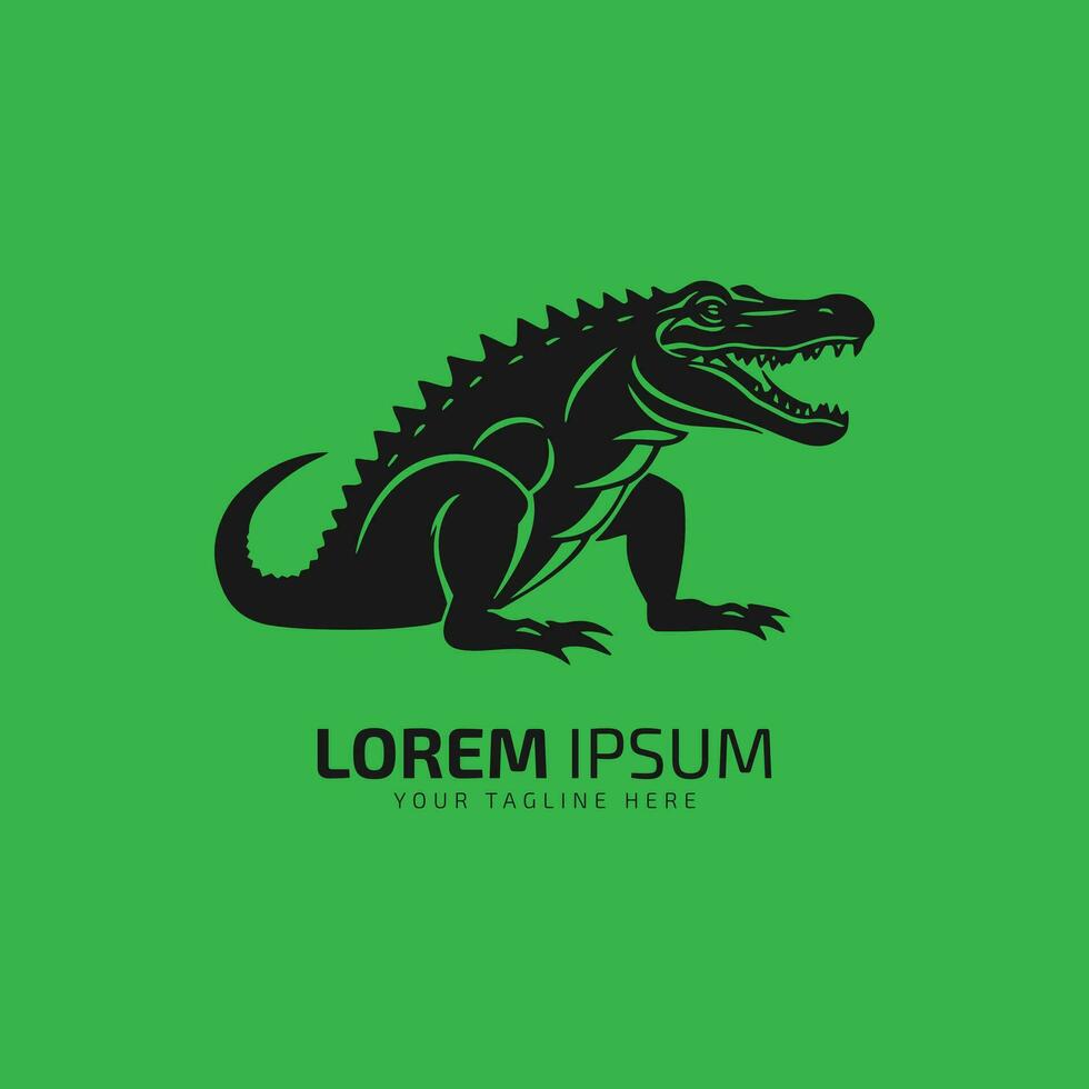 Crocodile and alligator silhouette icon vector