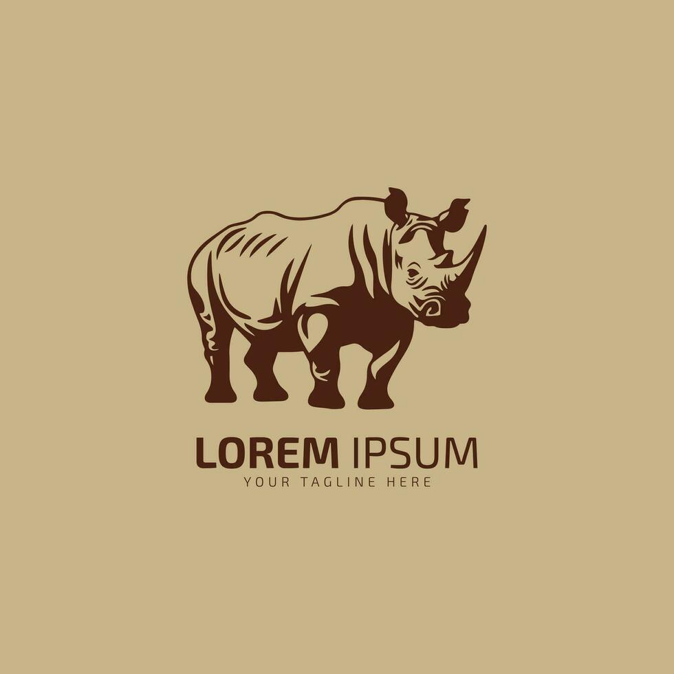 Label with the image of the African rhinoceros. Vector. vector