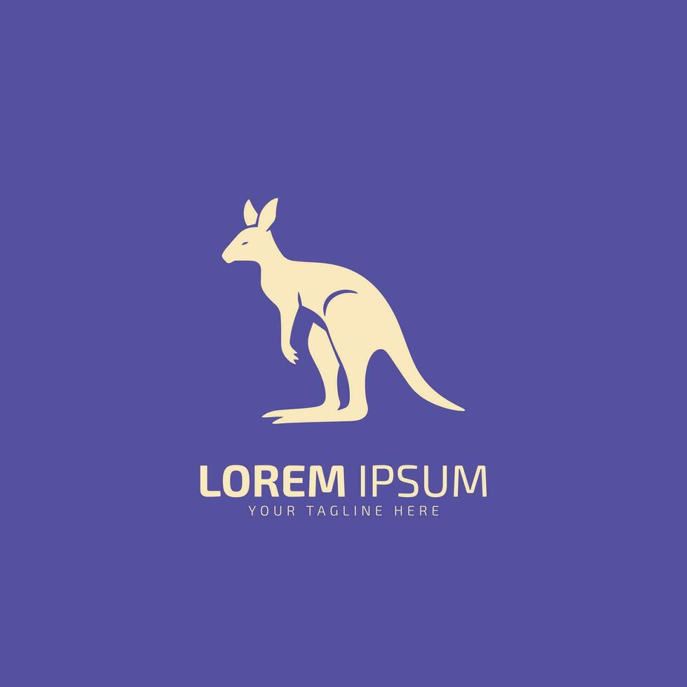 Kangaroo sitting logo icon vector illustration design template in blue background.