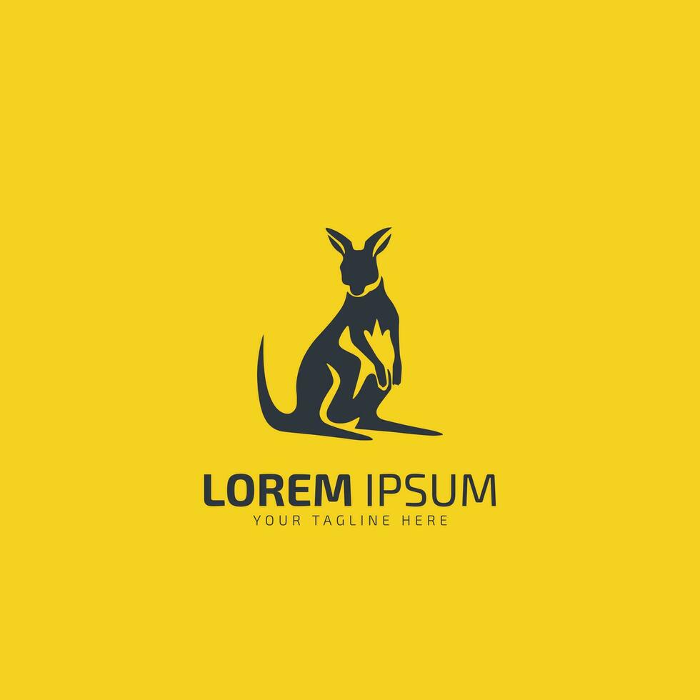 kangaroo sitting logo icon illustration isolated vector sign symbol design template on yellow background.