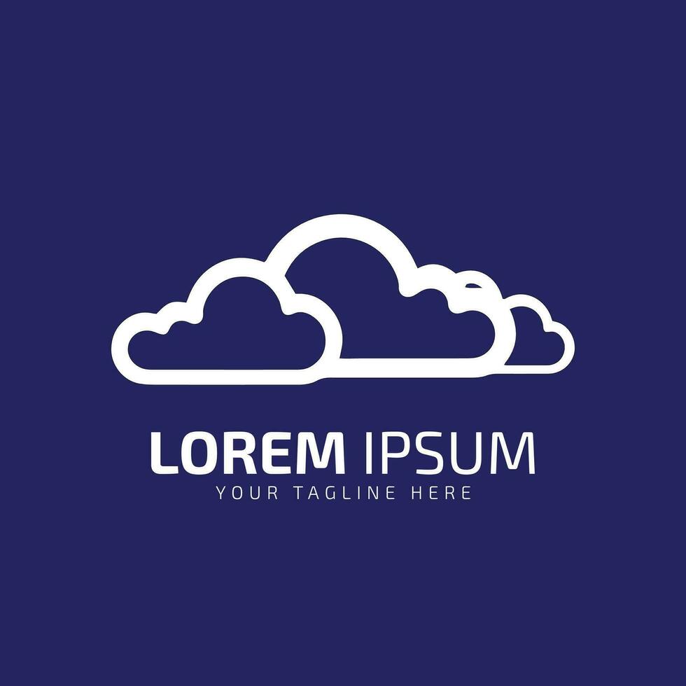 Logo of clouds, Cloud icon, label, symbol. Graphic element vector. Vector design element for logo, web and print. silhouette isolated on blue background.
