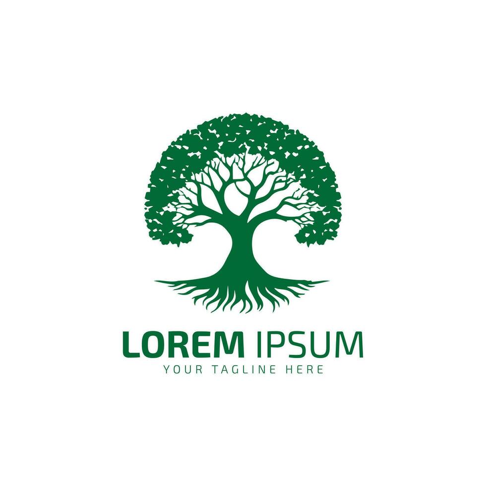 Tree logo icon vector illustration abstract Tree logo silhouette green tree isolated on white background.