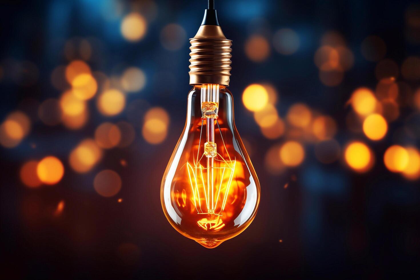 Vintage Edison Bulb Light On Dark Background, 3d Render Bulb Lamp Inspiration, Hd Photography Photo Background Image.